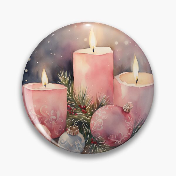 Item preview, Advent Wreath,  Pink Candles Watercolor Pattern  Florals  Green Pink ,Christmas  Romantic Elegant Pattern designed and sold by KolorellaS.