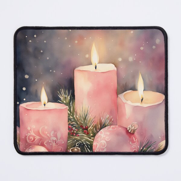 Item preview, Advent Wreath,  Pink Candles Watercolor Pattern  Florals  Green Pink ,Christmas  Romantic Elegant Pattern designed and sold by KolorellaS.