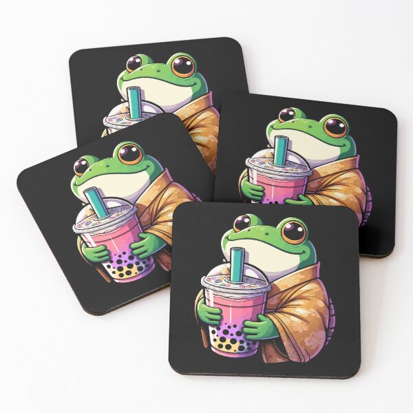 Item preview, Frog Toad Drinking Bubble Tea Japanese Kimono designed and sold by Artistoos.