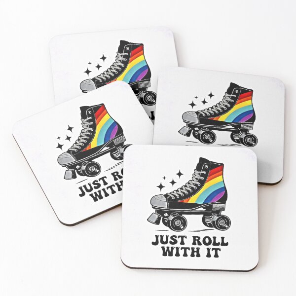 Item preview, Just roll with it - rainbow roller skate - pride designed and sold by Earth Nature Creations.