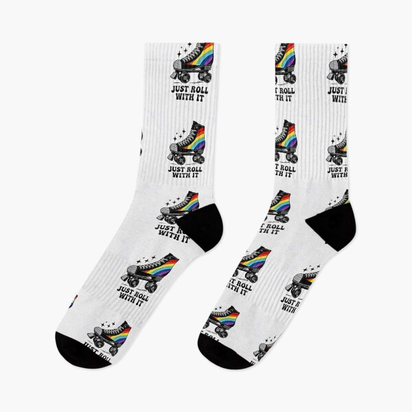Item preview, Just roll with it - rainbow roller skate - pride designed and sold by Earth Nature Creations.