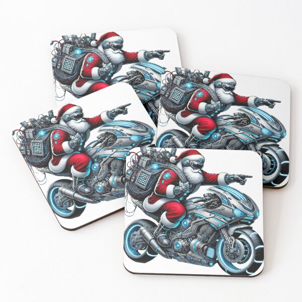 Item preview, Futuristic Santa Riding a High-Tech Motorcycle designed and sold by AIARTIST1.