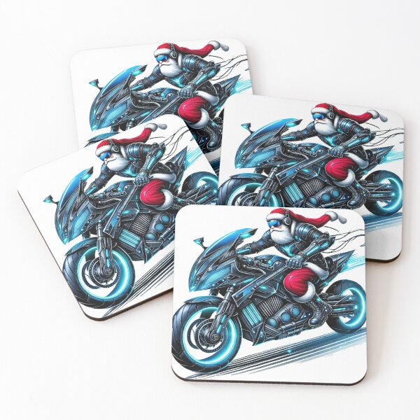 Item preview, Santa Racing on a Sleek Futuristic Motorcycle designed and sold by AIARTIST1.