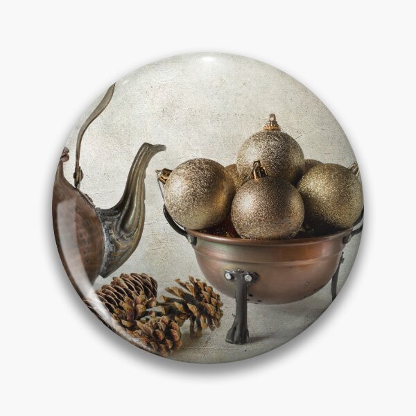 Item preview, Christmas still life in gold and copper designed and sold by Barbara  Corvino.