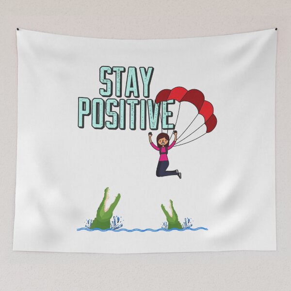 Item preview, Stay Positive | cheerful skydiver giving a thumbs-up with alligators below designed and sold by SoundStyleShop.