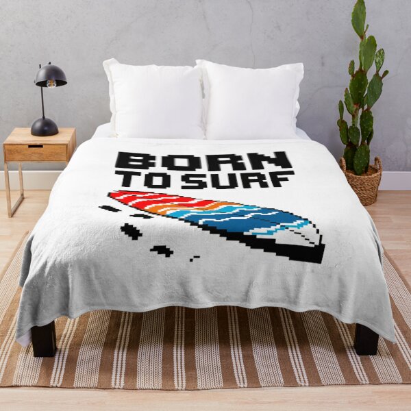 Item preview, Pixel Surfboard T-shirt - Born to Surf - Retro Gaming Style designed and sold by ObjCrea123.