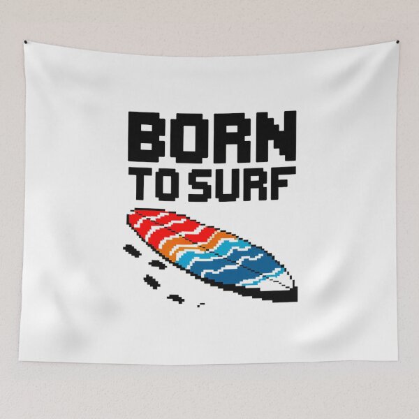 Item preview, Pixel Surfboard T-shirt - Born to Surf - Retro Gaming Style designed and sold by ObjCrea123.
