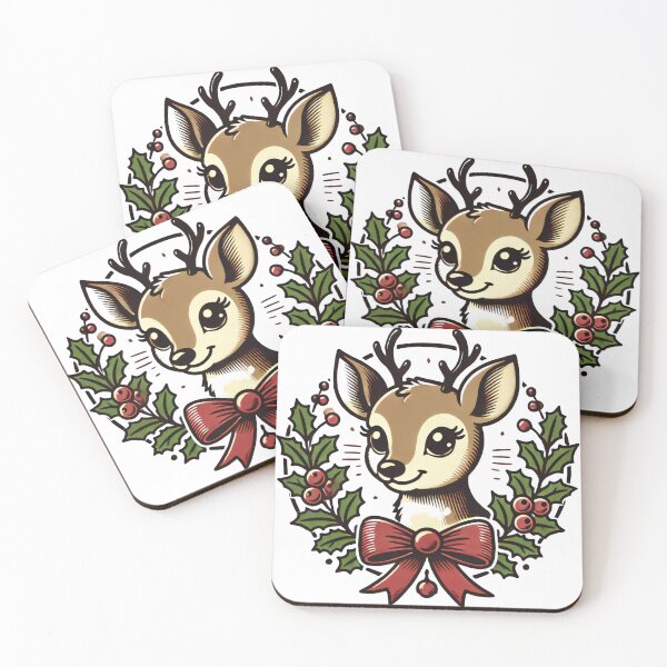 Item preview, Adorable Deer in Holiday Wreath Christmas Design designed and sold by lubushop1.