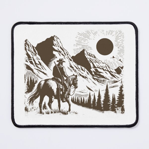 Item preview, Cowboy in the Mountains - Rustic Western Adventure Art designed and sold by Fernandink1.