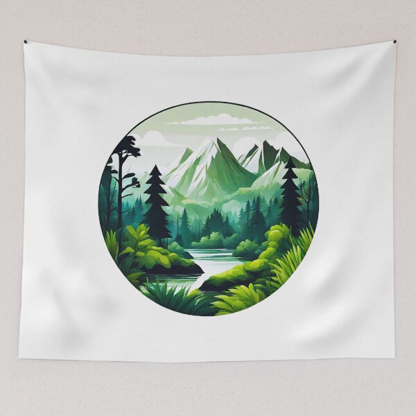 Item preview, Circular Mountain Forest Jungle Landscape 6 designed and sold by Tom-Johnson.