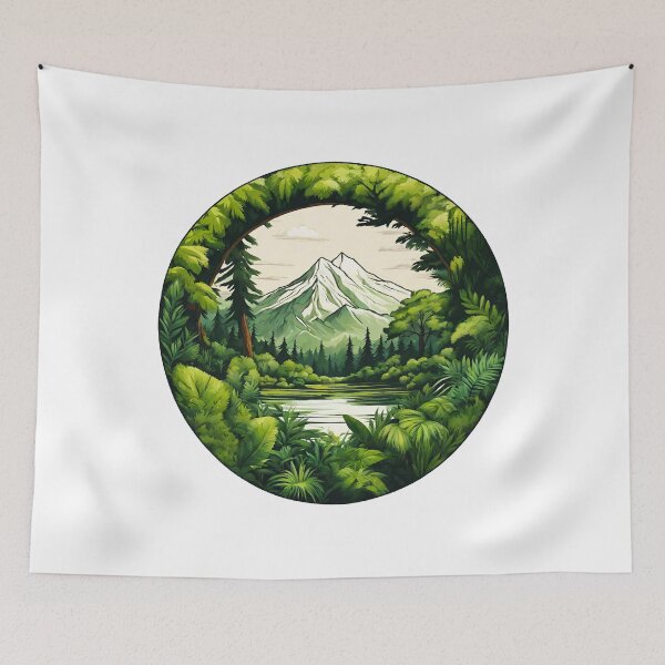 Item preview, Circular Mountain Forest Jungle Landscape 7 designed and sold by Tom-Johnson.