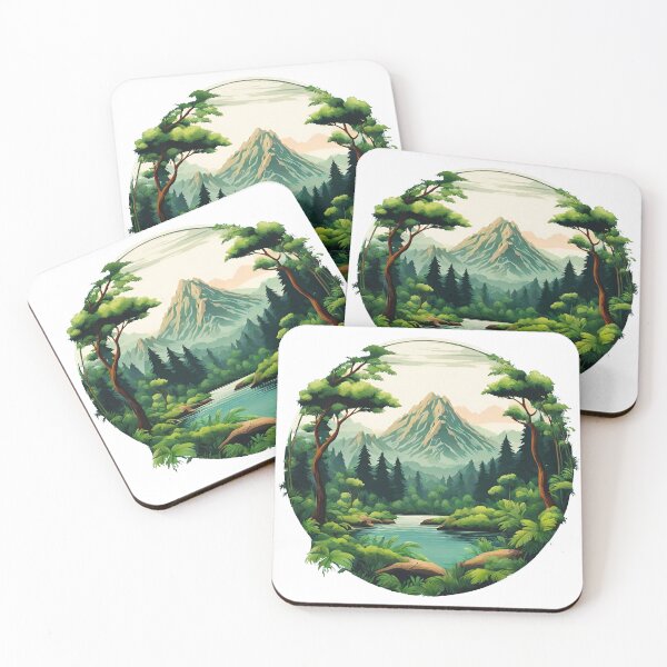 Item preview, Circular Mountain Forest Jungle Landscape 8 designed and sold by Tom-Johnson.