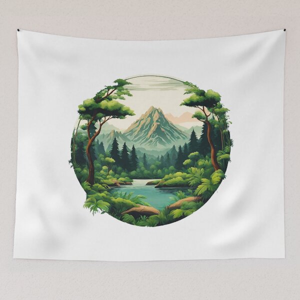 Item preview, Circular Mountain Forest Jungle Landscape 8 designed and sold by Tom-Johnson.