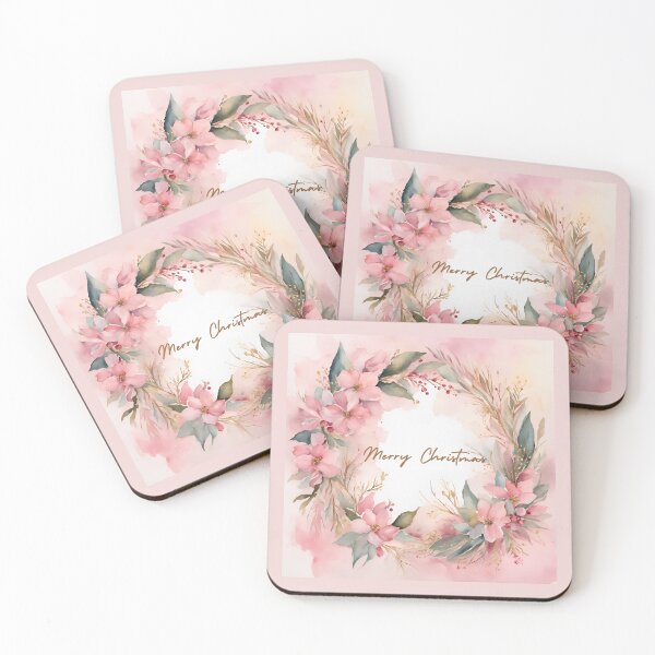 Item preview,   Advent Wreath, Pink  Flowers Watercolor Florals Pattern  Green Pink Star of Bethlehem,Christmas  Romantic Elegant Pattern designed and sold by KolorellaS.