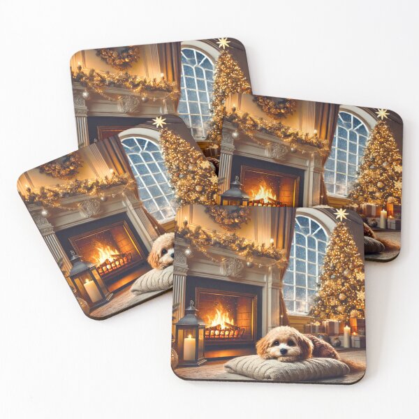 Item preview, Cute Dog Relaxing by Christmas Fireplace designed and sold by GrizzlyCollective.