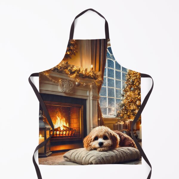 Item preview, Cute Dog Relaxing by Christmas Fireplace designed and sold by GrizzlyCollective.