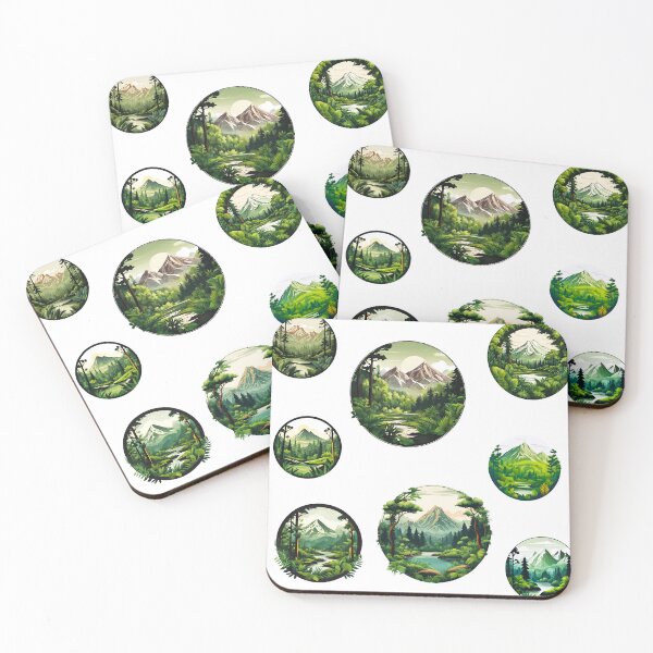 Item preview, Circular Mountain Forest Jungle Landscape Pattern 1 designed and sold by Tom-Johnson.