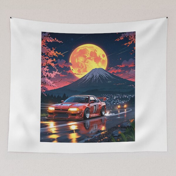 Item preview, JDM Car Japan 90s Pink Drift Cherry Blossoms Mt Fuji designed and sold by tshirtart2024.