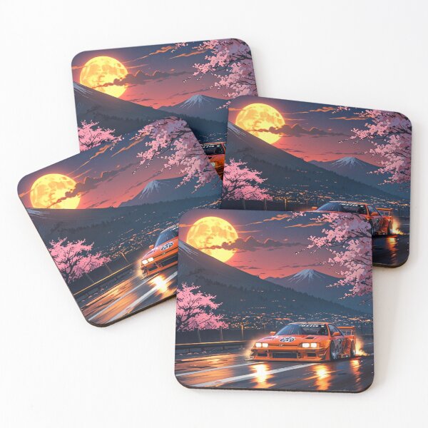 Item preview, JDM, Car, race, Japan, 90s, red, Drift, Cherry Blossoms, Mt Fuji, Amazing, Moon, designed and sold by tshirtart2024.