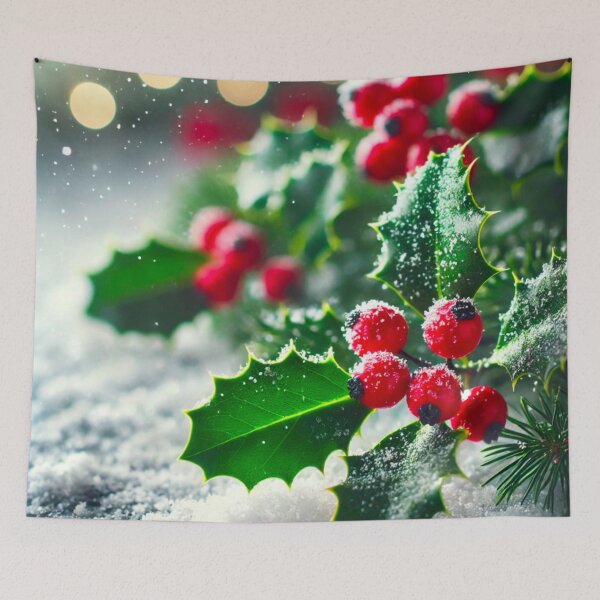 Item preview, Snow-Laden Holly Bush Brings Festive Charm designed and sold by GrizzlyCollective.
