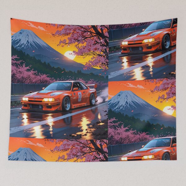 Item preview, JDM, Car, race, Japan, 90s, red, Drift, Cherry Blossoms, Mt Fuji, Amazing, sunrise designed and sold by tshirtart2024.