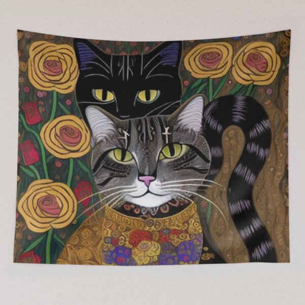 Item preview, Abstract Floral Cat Art designed and sold by TheDarkWardrobe.