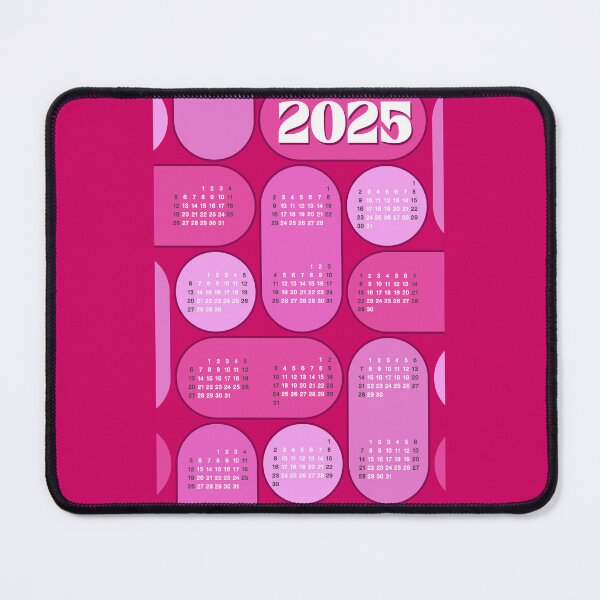 Item preview, 2025 Yearly Calendar Modern Hot Pink Shapes designed and sold by darkskydelights.