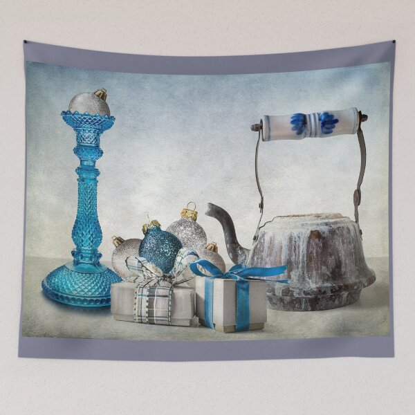 Item preview, Christmas still life in blue and silver designed and sold by Barbara  Corvino.