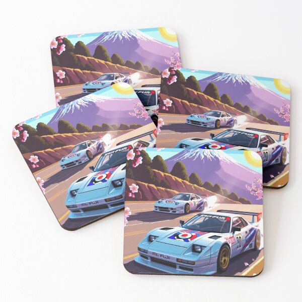 Item preview, JDM, Car, race, Japan, 80s pixel quality video game, Drift, Cherry Blossoms, Mt Fuji, Amazing, sunrise, pixelated designed and sold by tshirtart2024.