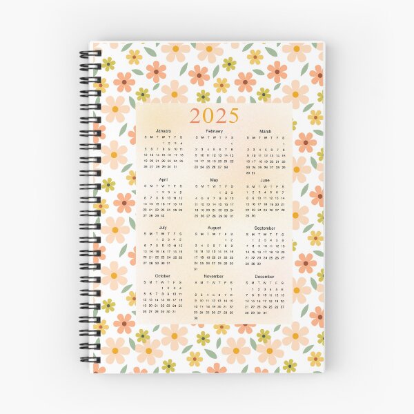Item preview, 2025 Yearly Calendar Floral Diasy Flower Pattern designed and sold by darkskydelights.
