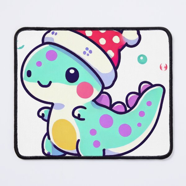 Item preview, Kawaii Christmas Dinosaur in Santa Hat Illustration designed and sold by AIARTIST1.