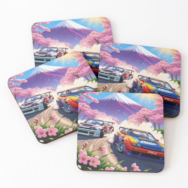 Item preview, JDM, Car, race, Japan, 80s pixel quality video game, Drift, Cherry Blossoms, Mt Fuji, Amazing, sunrise, pixelated designed and sold by tshirtart2024.