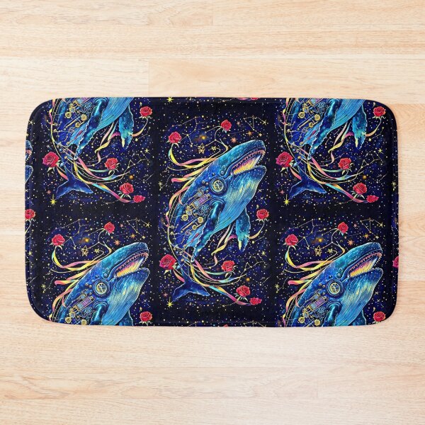 Item preview, Blue Whale in space in the stars with roses - fantasy designed and sold by Earth Nature Creations.