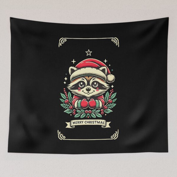 Item preview, Adorable Raccoon Merry Christmas Cheer designed and sold by LuminOrb.