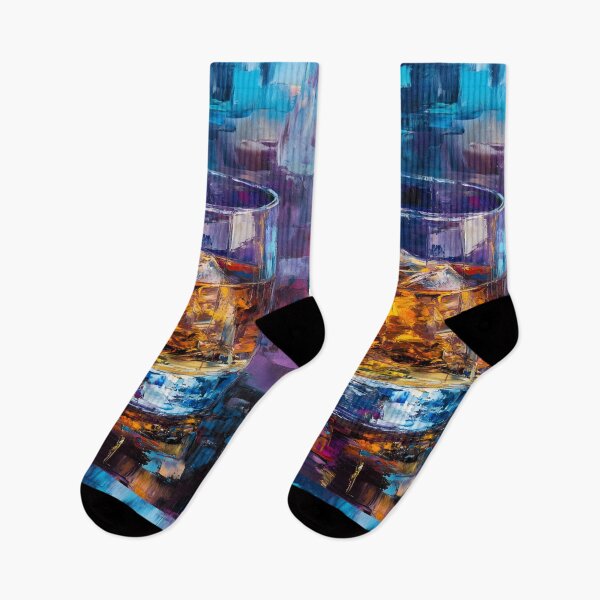 Item preview, Amber Glow - Whiskey on Ice with Bold Abstract Brushstrokes Generative Digital AI Art designed and sold by OlfactoART Studio.
