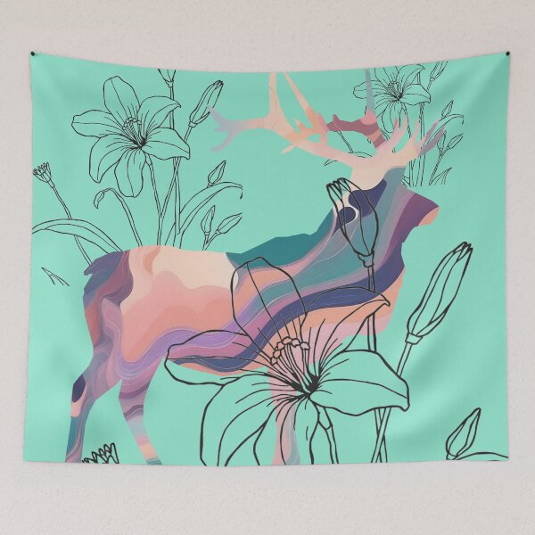 Item preview, Moose Among Flowers designed and sold by Ciervo Primavera.