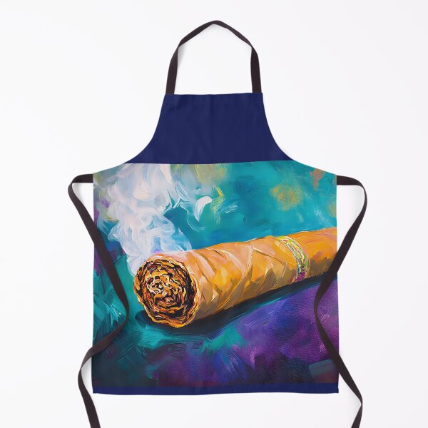 Item preview, Smoldering Elegance - Cigar Smoke Against a Vibrant Teal and Purple Backdrop designed and sold by OlfactoART Studio.