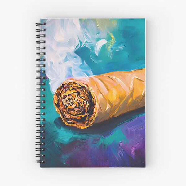 Item preview, Smoldering Elegance - Cigar Smoke Against a Vibrant Teal and Purple Backdrop designed and sold by OlfactoART Studio.