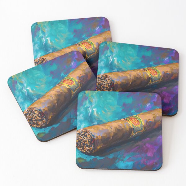 Item preview, Cigar Aficionado Smoke Elegance - Detailed Cigar with Vibrant Abstract Backdrop Digital AI Generated Art designed and sold by OlfactoART Studio.