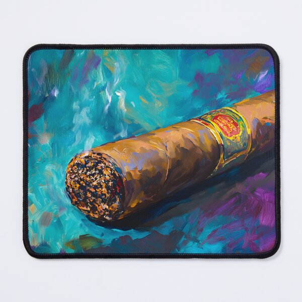 Item preview, Cigar Aficionado Smoke Elegance - Detailed Cigar with Vibrant Abstract Backdrop Digital AI Generated Art designed and sold by OlfactoART Studio.