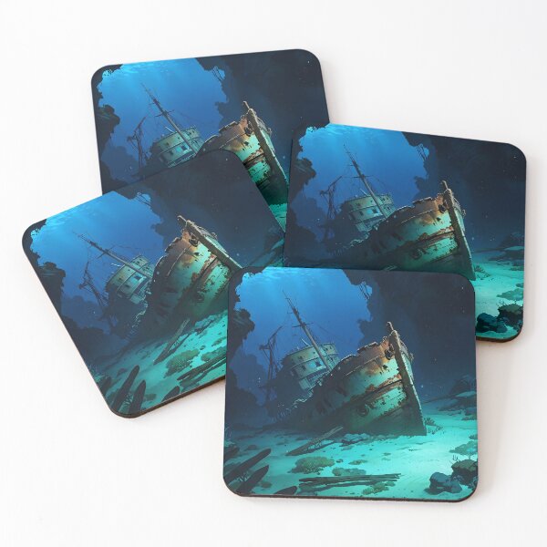 Item preview, iron boat sunk at the bottom of the sea designed and sold by AA-designstore.