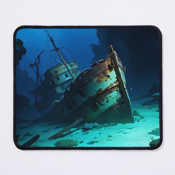 Item preview, iron boat sunk at the bottom of the sea designed and sold by AA-designstore.