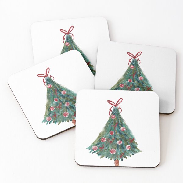 Item preview, Watercolor Festive Christmas Tree with Red Coquette Bows designed and sold by aneladesigns.