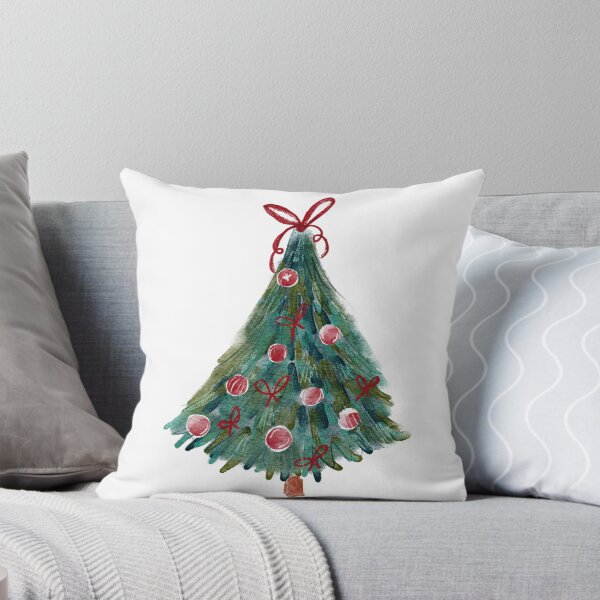 Item preview, Watercolor Festive Christmas Tree with Red Coquette Bows designed and sold by aneladesigns.