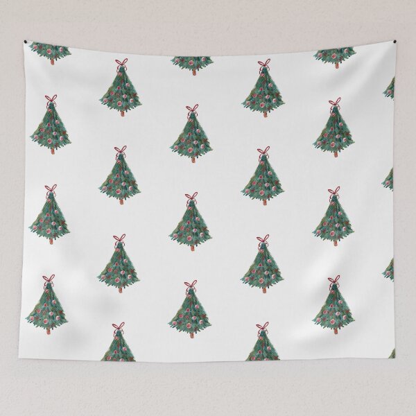 Item preview, Watercolor Festive Christmas Tree with Red Coquette Bows designed and sold by aneladesigns.
