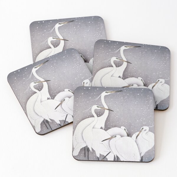 Item preview, Group of Egrets in snow | Ohara Koson designed and sold by LaMadeleine.