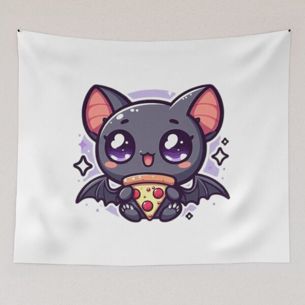 Item preview, bat eating pizza designed and sold by Eternalski.