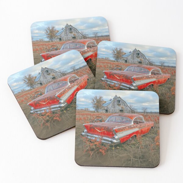 Item preview, Rusty 57 Chevy behind an old barn designed and sold by AngelottiCR.