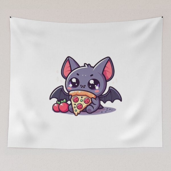 Item preview, bat eating pizza designed and sold by Eternalski.