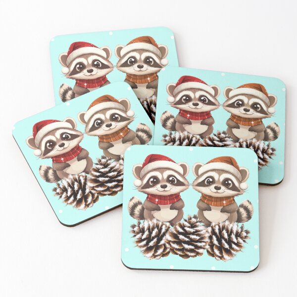 Item preview, Two cute raccoons with three pine cones designed and sold by Topmel.